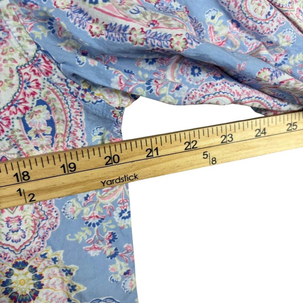 VTG Lauren Ralph Lauren Pajama 2pc Womens M Blue Paisley Cotton Blend PJs capri - Picture 10 of 12